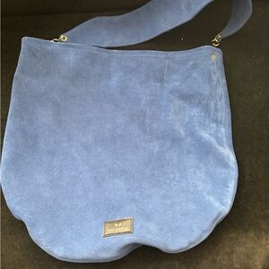 Blue Suede Shoulder Bag